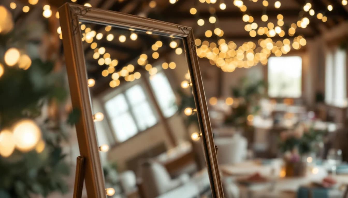 Magic Mirror Hire Near Me — Guests crowded around a stylish magic mirror in a decorated event space, laughin Magic Mirror Hire Near Me — Guests crowded around a stylish magic mirror in a decorated event space, laughin